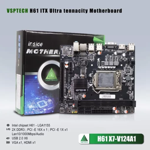 Mainboard VSPTECH H61 X7-V124A1 Chính hãng (VGA, HDMI, LAN 1000Mbps, 2 khe RAM DDR3)