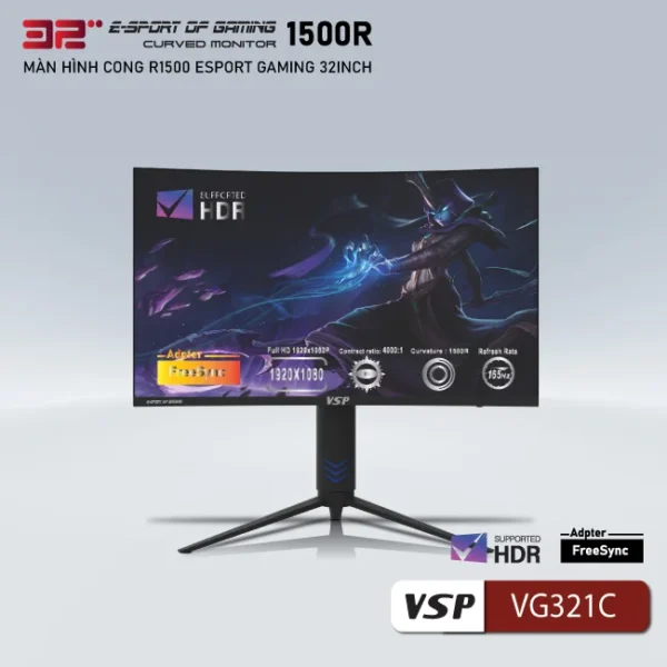 Màn Hình LCD 32″ ThinkVision VSP VG321C (Cong, 165Hz,Màu Đen/Full Viền)