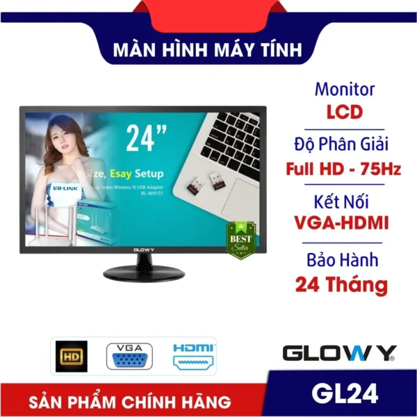 Màn hình LCD 24″ GLOWY GL24 Wide 75Hz full HD