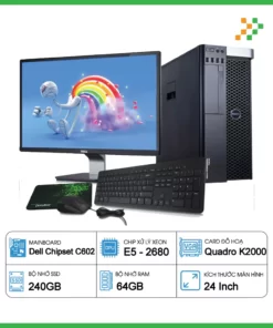Dell Precision T3610 Xeon E5-2680/RAM 64GB/SSD 240GB/K2000/LCD 24″