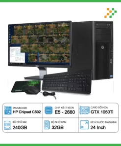 HP Workstation Z420 Xeon E5-2680/RAM 32GB/SSD 240GB/GTX1050Ti/LCD 24″