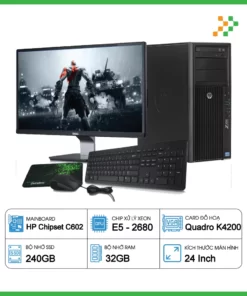 HP Workstation Z420 Xeon E5-2680/RAM 32GB/SSD 240GB/K4200/LCD 24″