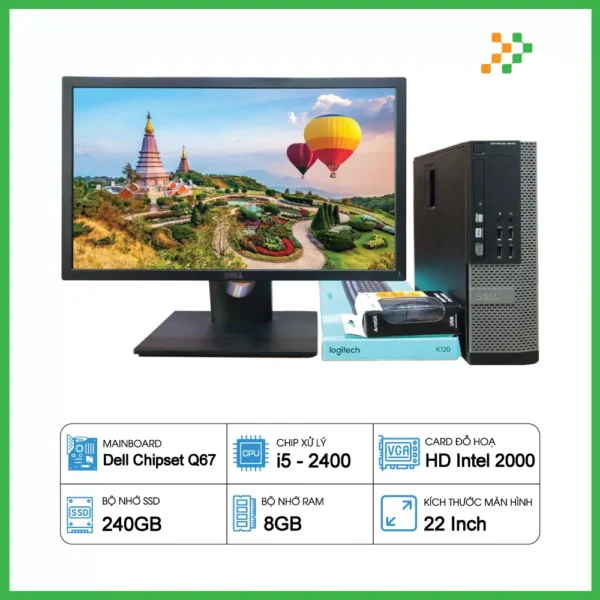 Máy Tính Bộ Dell Core i5-2400/RAM 8GB/SSD 240GB/LCD 22 inch