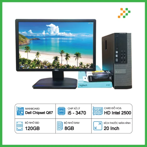 Máy Tính Bộ Dell Core i5-3470/RAM 8GB/SSD 120GB/LCD 20 inch