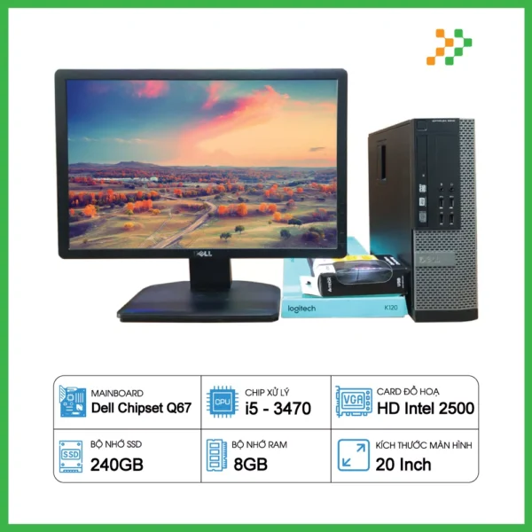 Máy Tính Bộ Dell Core i5-3470/RAM 8GB/SSD 240GB/LCD 20 inch