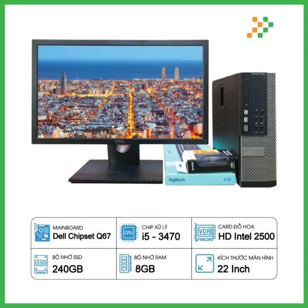 Máy Tính Bộ Dell Core i5-3470/RAM 8GB/SSD 240GB/LCD 22 inch