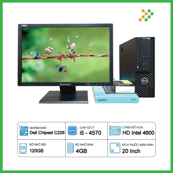 Máy Tính Bộ Dell T1700 Core i5-4570/RAM 4GB/SSD 120GB/LCD 20 inch