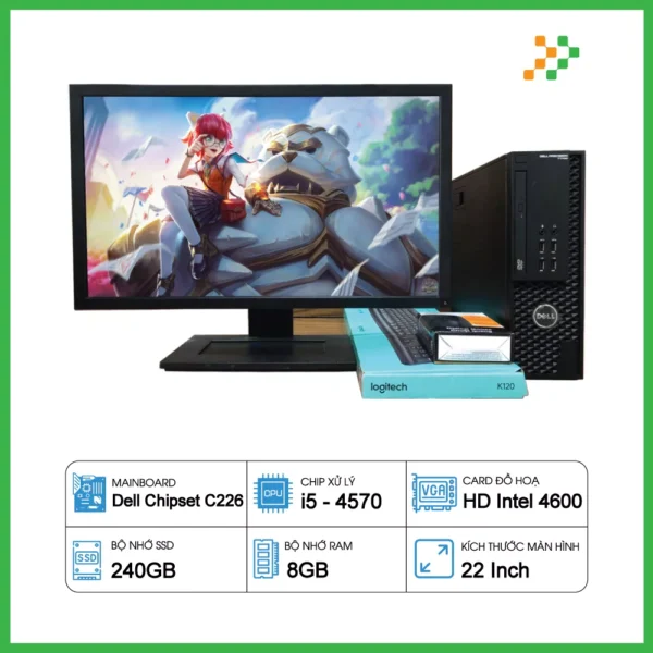 Máy Tính Bộ Dell T1700 Core i5-4570/RAM 8GB/SSD 240G/LCD 22 inch