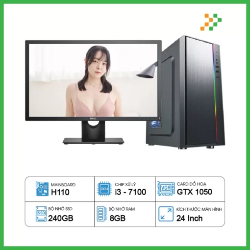 Máy Tính PC Đồ Họa H110 / i3-7100 / 8G / SSD / GTX1050 / 24inch