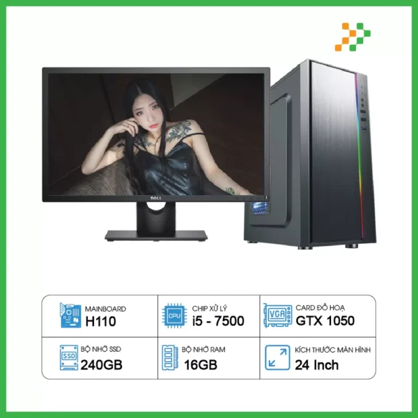 Máy Tính PC Đồ Họa H110 / i5-7500 / 16G / SSD / GTX1050 / 24inch