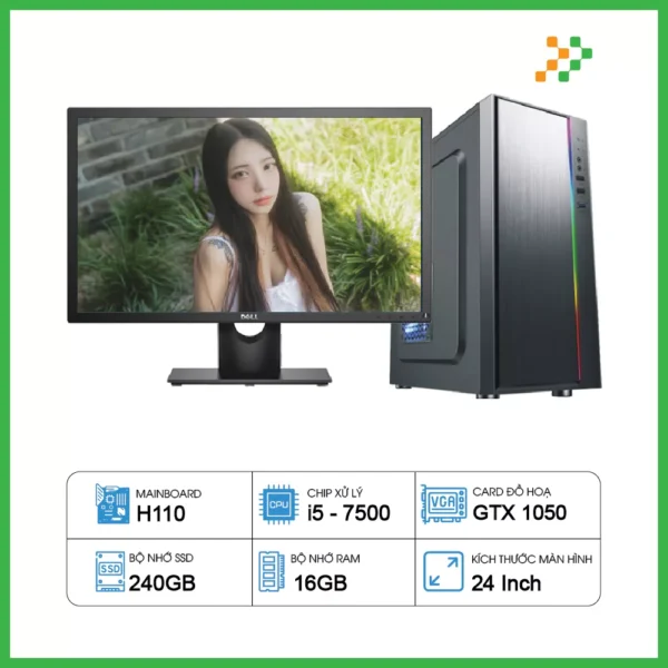 Máy Tính PC Đồ Họa H110 / i5-7500 / 16GB / SSD / GTX1050Ti / 24inch