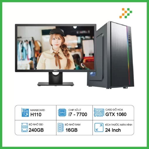 Máy Tính PC Đồ Họa H110 / i7-7700 / 16GB / SSD / GTX1060 / 24inch