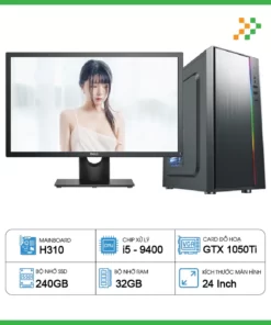 Máy Tính PC Đồ Họa H310 / i5-9400 / 32G / SSD / GTX1050Ti / 24inch