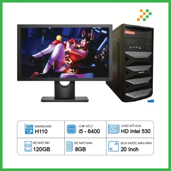 Máy Tính PC Văn Phòng H110/CPU i5-6400/RAM 8GB/SSD 120GB/20 inch