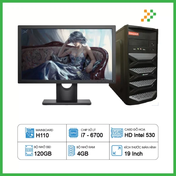 Máy Tính PC Văn Phòng H110/CPU i7-6700/RAM 4GB/SSD 120GB/19 inch