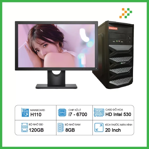 Máy Tính PC Văn Phòng H110/CPU i7-6700/RAM 8GB/SSD 120GB/20 inch