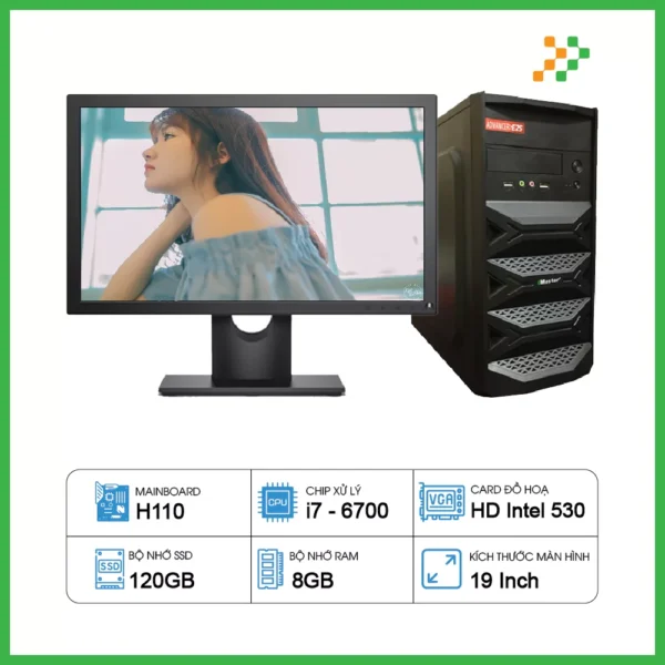 Máy Tính PC Văn Phòng H110/CPU i7-6700/RAM 8GB/SSD 120GB/19 inch