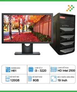 Máy Tính PC Văn Phòng H61/CPU i3-3220/RAM 8GB/SSD 120GB/19 inch