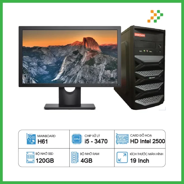 Máy Tính PC Văn Phòng H61/CPU i5-3470/RAM 4GB/SSD 120GB/19 inch