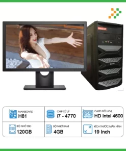 Máy Tính PC Văn Phòng H81/CPU i7-4770/RAM 4GB/SSD 120GB/19 inch