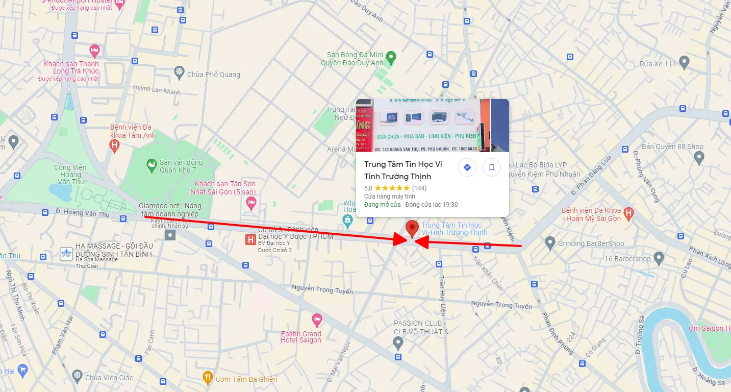Bảng đồ chỉ đường Vi Tính Trường Thịnh Phú Nhuận