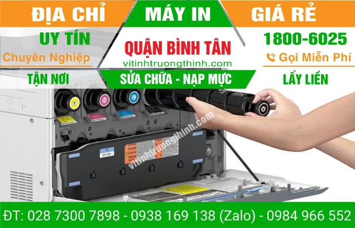 Dịch vụ sửa máy in quận bình tân - Đổ bơm châm thay nạp mực máy in Bình Tân
