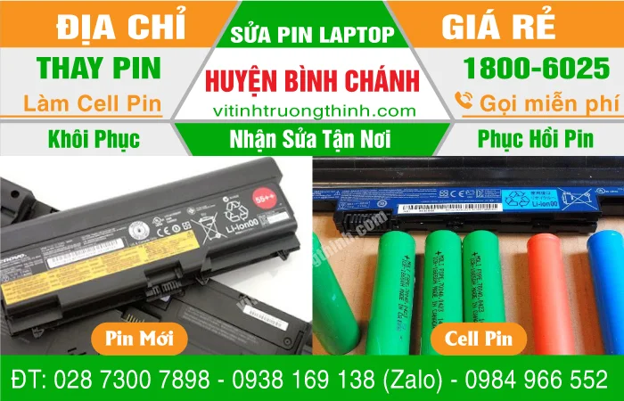 【 Địa Chỉ 】Thay Thế Sửa Chữa Làm Cell Pin Laptop Huyện Bình Chánh