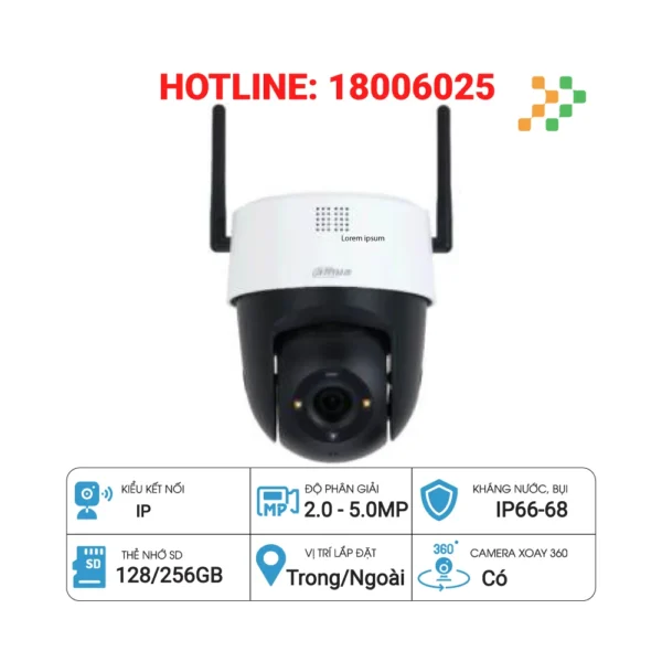 Camera PTZ Wifi 5MP DAHUA DH-SD2A500-GN-AW-PV