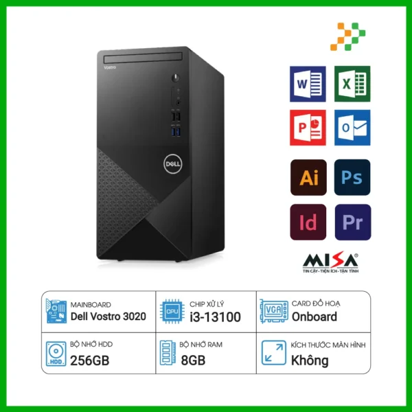 Máy Tính PC Dell Vostro 3020 Intel Core i3-13100/8GB/256GB SSD/Windows 11 Home SL 64-bit + Office 2021 Home & Student/WiFi 802.11ac)