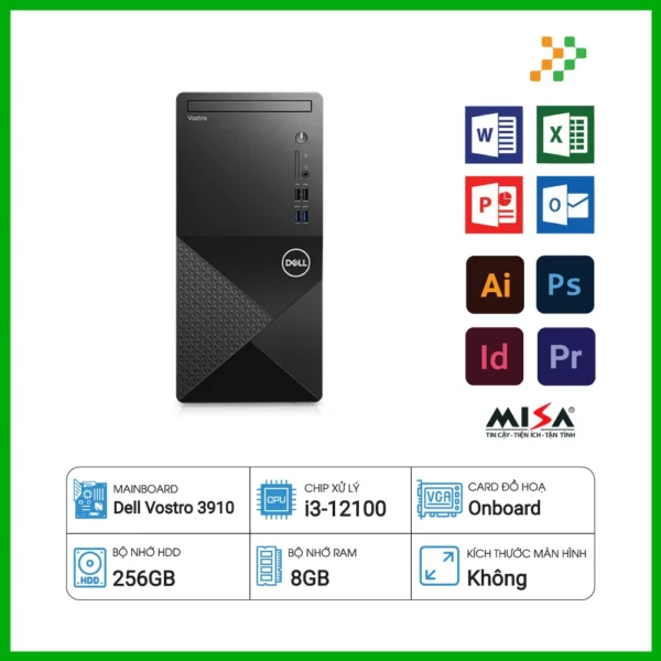 Máy Tính PC Dell Vostro 3910 71000335 (Intel Core i3-12100/8GB/256GB SSD/Windows 11 Home SL 64-bit + Office 2021 Home & Student/WiFi 802.11ax)