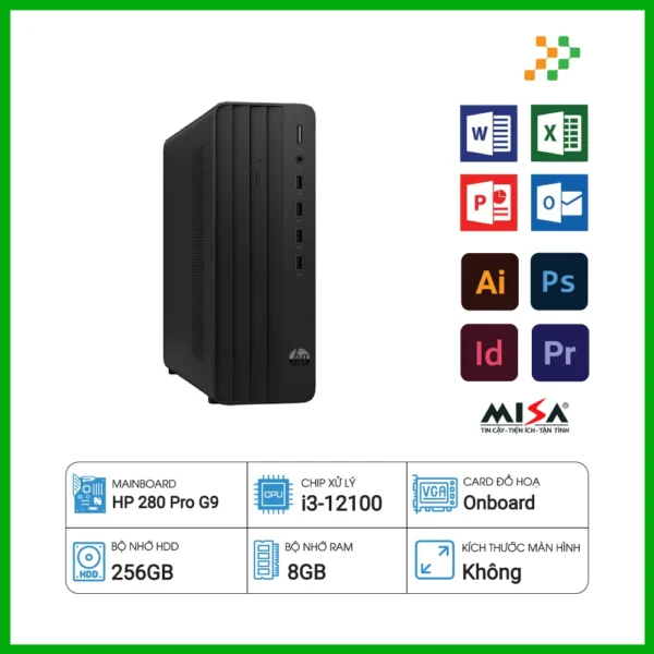 Máy Tính PC HP 280 Pro G9 SFF 72K90PA (Intel Core i3-12100/8GB/256GB SSD/Windows 11 Home Single Language/WiFi 802.11ac)