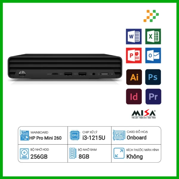 Máy Tính PC HP Pro Mini 260 G9 73D09PA (Intel Core i3-1215U/8GB/256GB SSD/Windows 11 Home/WiFi 802.11ax)