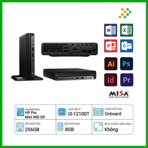 Máy Tính PC HP Pro Mini 400 G9 73D17PA (Intel Core i3-12100T/8GB/256GB SSD/Windows 11 Home/WiFi 802.11ax)