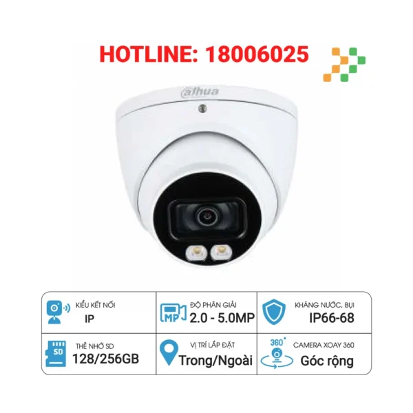 Camera HDCVI 2MP Full Color DAHUA DH-HAC-HDW1239TP-A-LED-S2