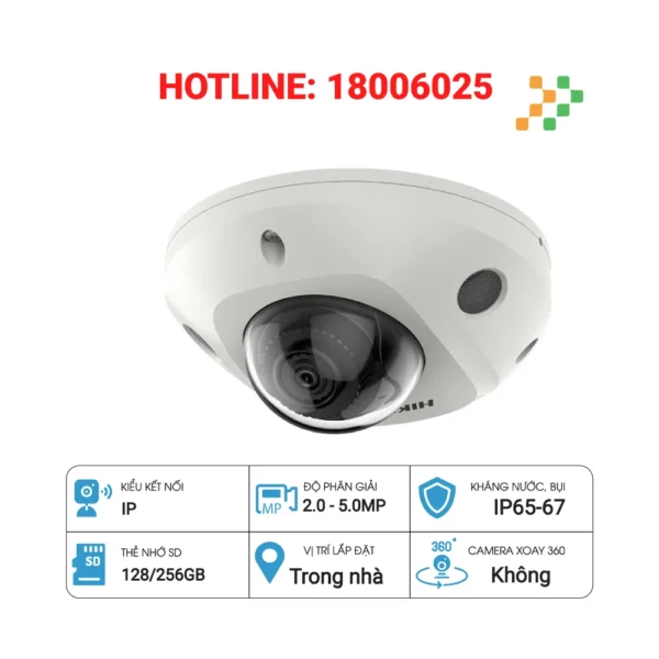 Camera IP Dome 2MP Hikvision DS-2CD2523G2-IS