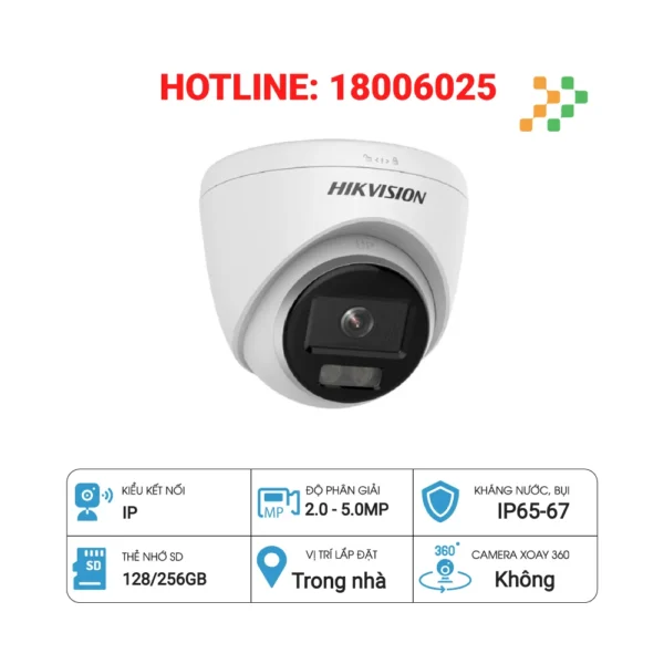 Camera IP Dome Colorvu 4MP HIKVISION DS-2CD1347G0-LUF