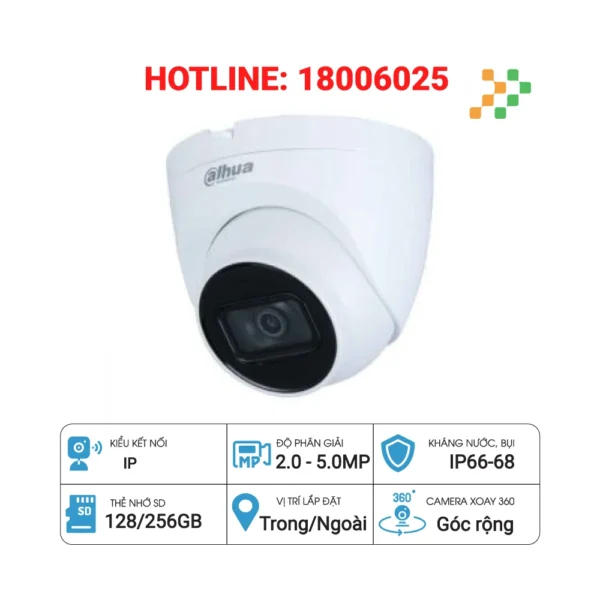 Camera IP Starlight Dome 2.0MP DAHUA DH-IPC-HDW2231TP-AS-S2