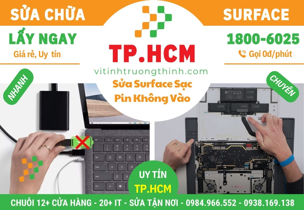 Sửa Surface Sạc Pin Không Vào - Pin Ảo