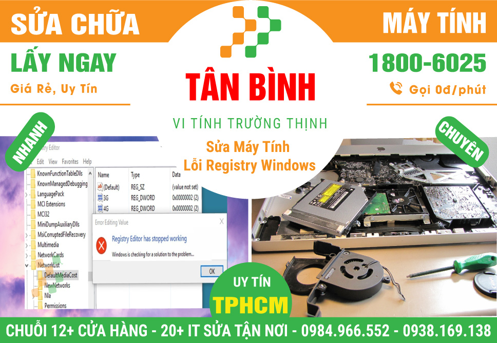 Chỗ Sửa Máy Tính Bị Lỗi Registry Windows Tại Quận Tân Bình