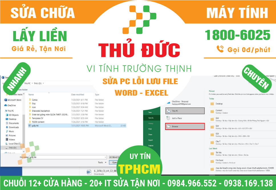 Dịch Vụ Sửa Máy Tính Lỗi Lưu File Word Excel Tại Thủ Đức