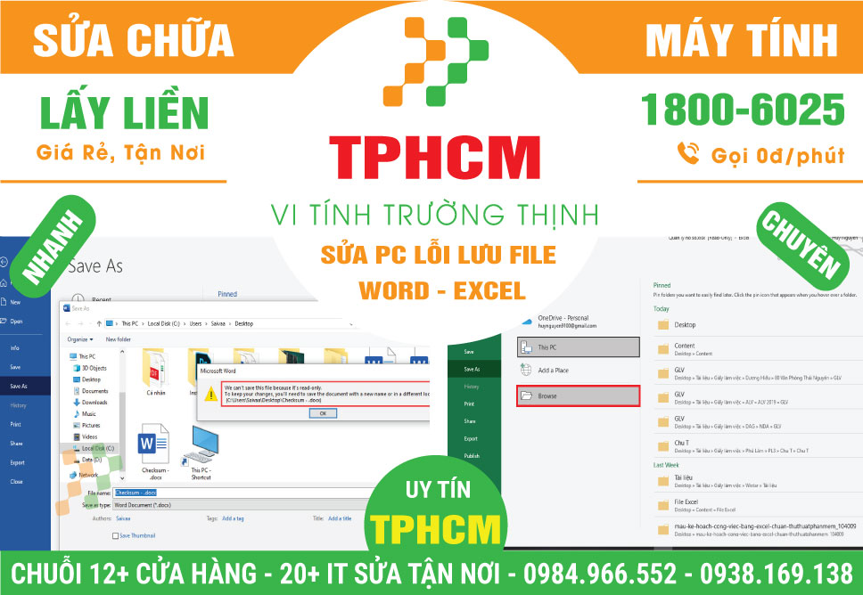 Đơn Vị Sửa Máy Tính Lỗi Lưu File Word Excel TPHCM