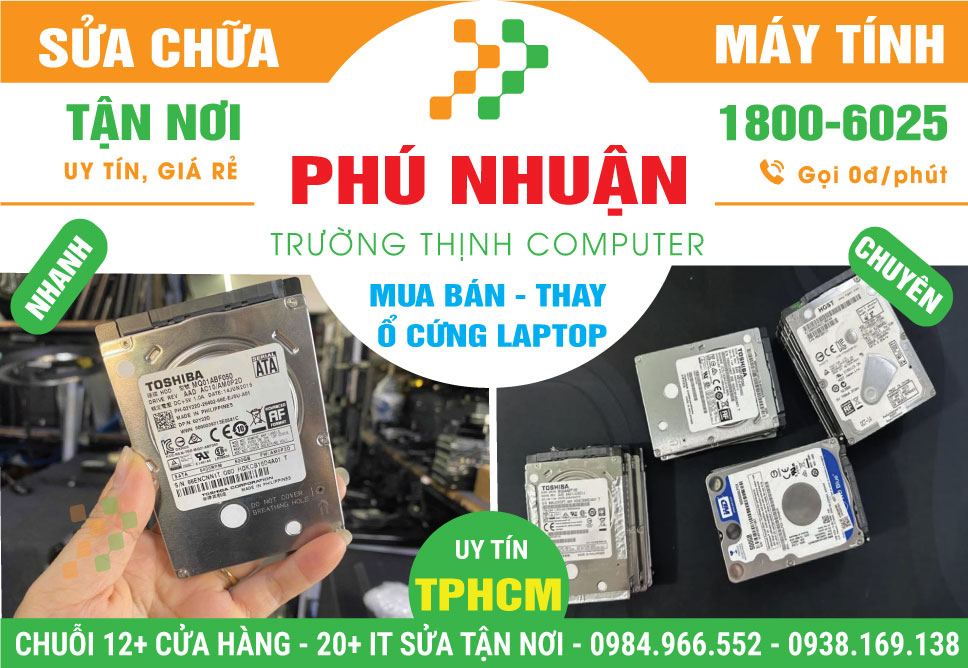 Thay Ổ Cứng Laptop Quận Phú Nhuận Tận Nơi