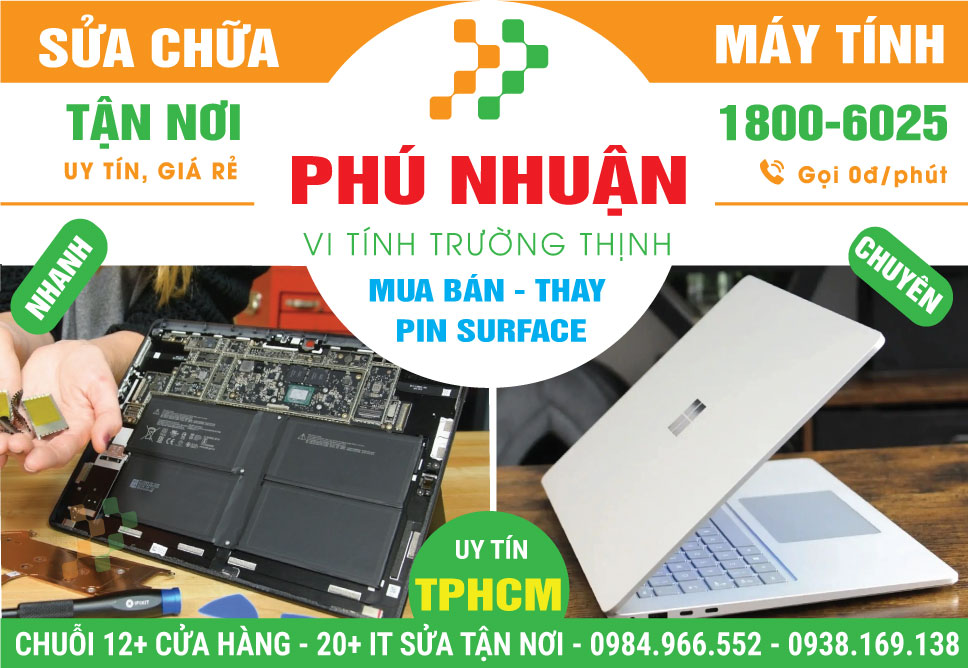 Thay Pin Surface Quận Phú Nhuận Lấy Liền