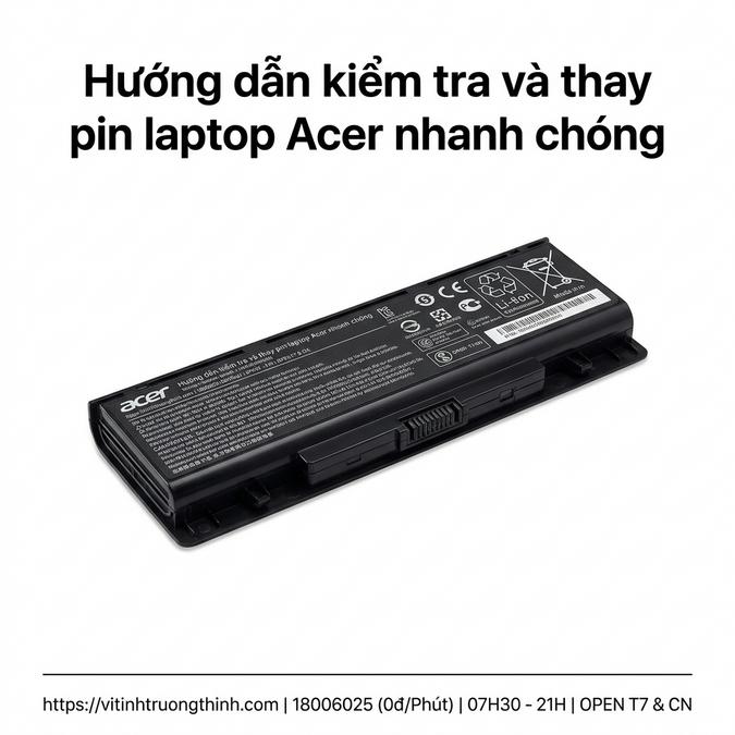 Hướng dẫn kiểm tra và thay pin laptop Acer nhanh chóng
