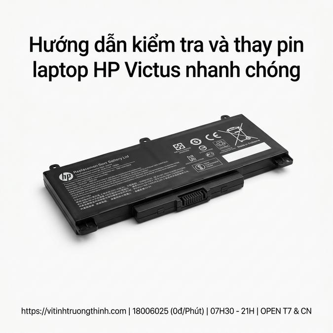 Hướng dẫn kiểm tra và thay pin laptop HP Victus nhanh chóng