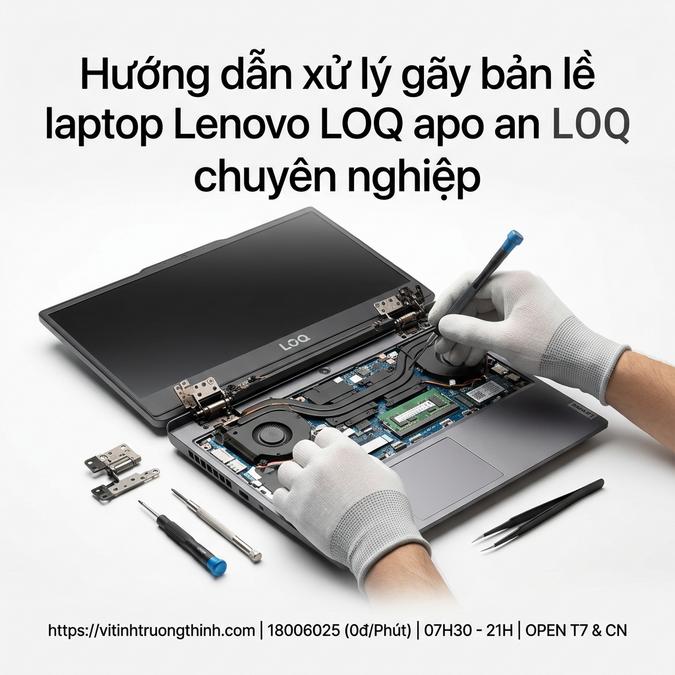 Hướng dẫn xử lý gãy bản lề laptop Lenovo LOQ chuyên nghiệp