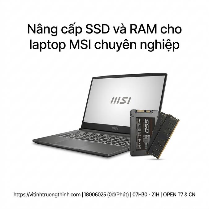 Nâng cấp SSD và RAM cho laptop MSI chuyên nghiệp