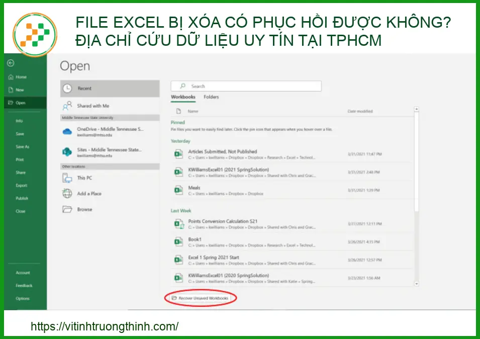 File Excel bị xóa có phục hồi được không? Hướng dẫn chi tiết & Địa chỉ uy tín TPHCM