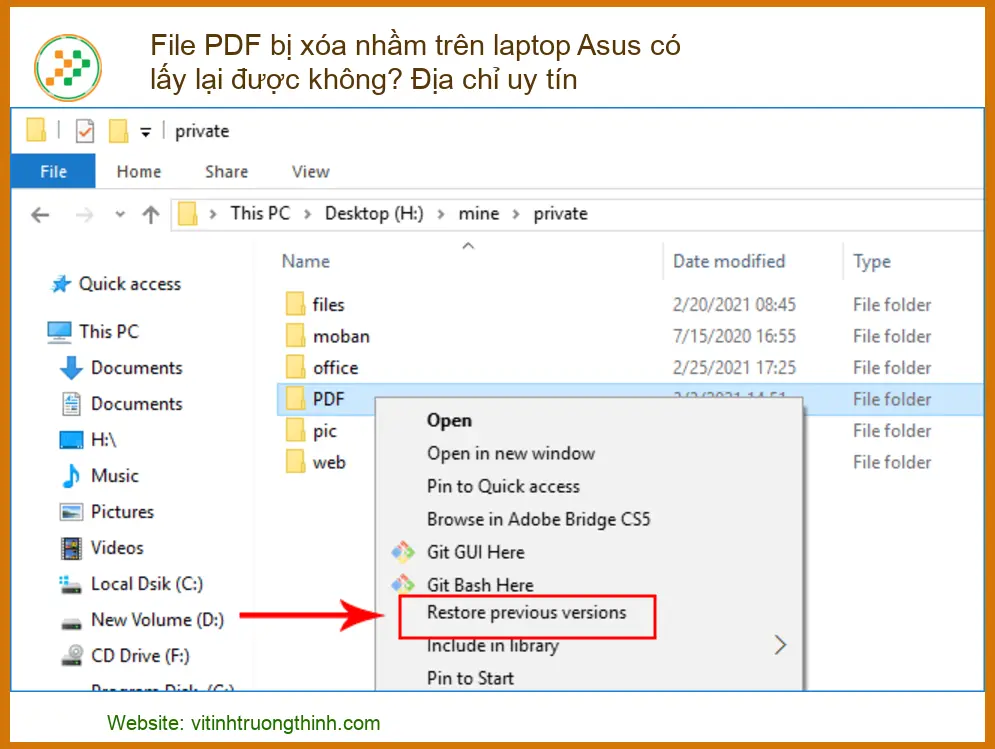 File PDF bị xóa nhầm trên laptop Asus có lấy lại được không? Địa chỉ uy tín