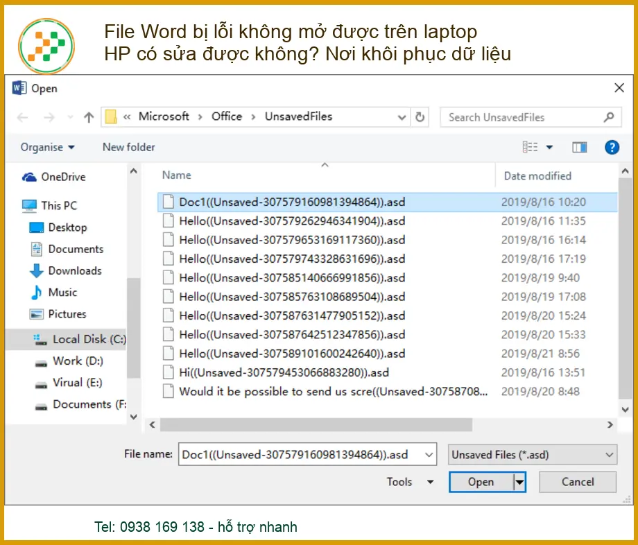 File Word bị lỗi không mở được trên laptop HP có sửa được không? Nơi khôi phục dữ liệu uy tín